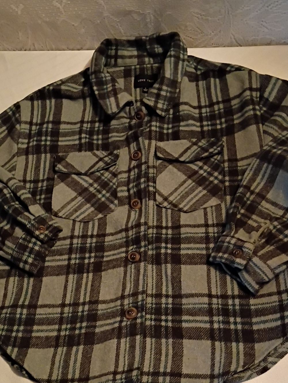 Love Tree Flannel Shirt L